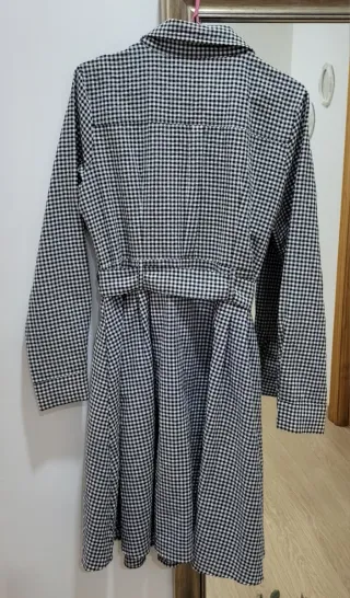 Vestido cuadros blanco y negro talla L