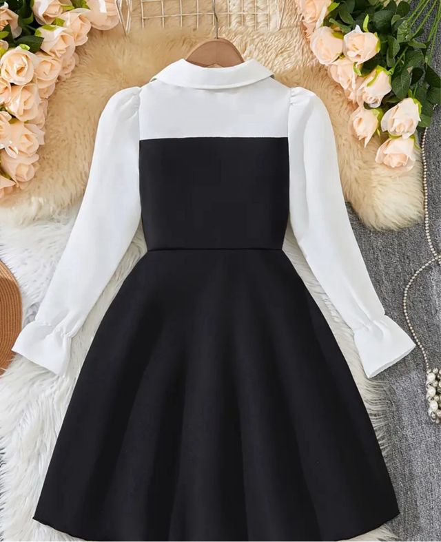 Vestido niña negro y blanco talla 10-11
