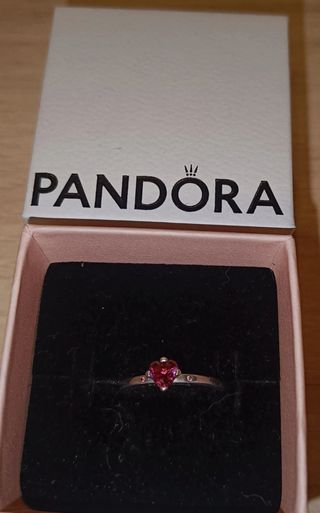 Anillo Pandora Corazón Rosa y Plata