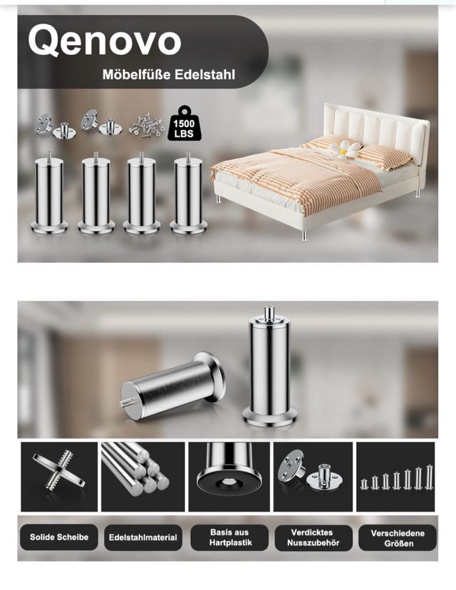 4 patas de acero inoxidable