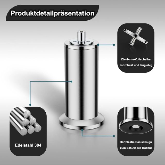 4 patas de acero inoxidable