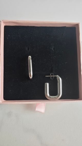 Pendientes Rectangulares Acero Plateado