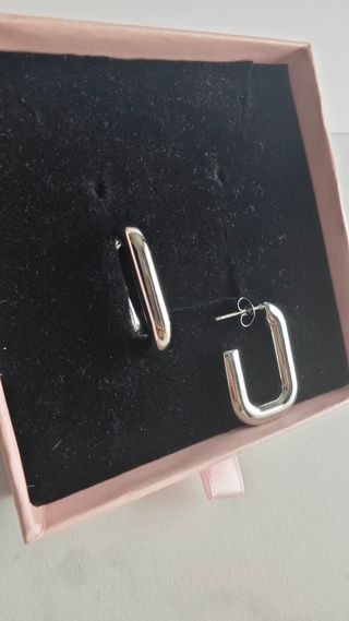 Pendientes Rectangulares Acero Plateado