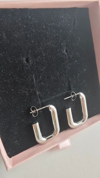 Pendientes Rectangulares Acero Plateado