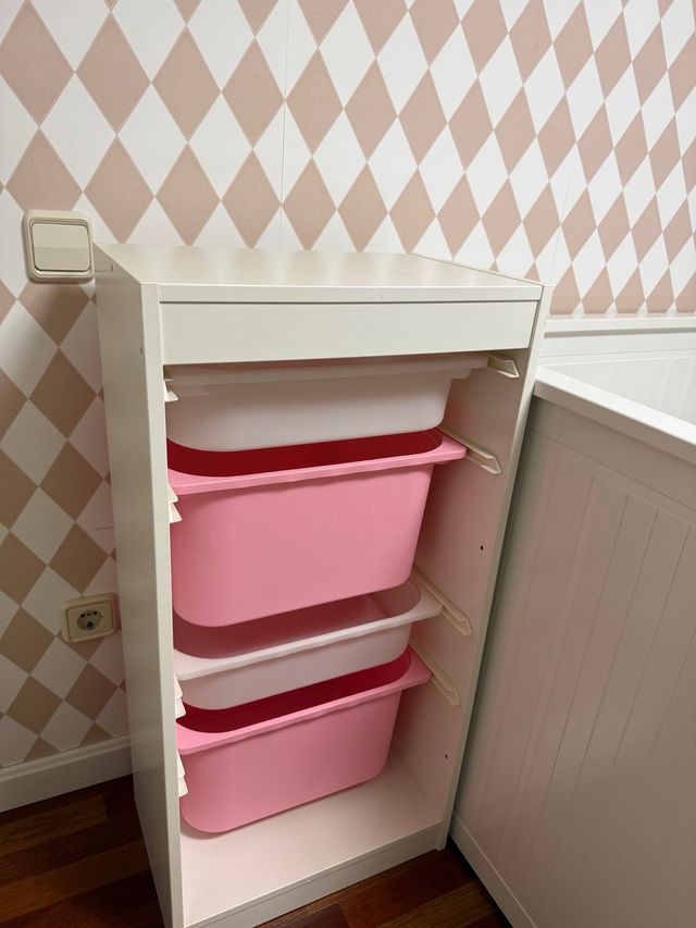 Mueble Almacenaje Ikea Trofast Blanco/Rosa