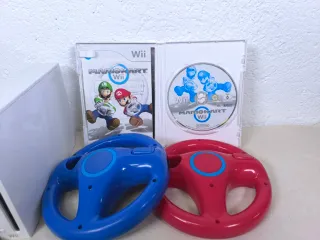 Consola Wii + Accesorios + Mario Kart Wii.