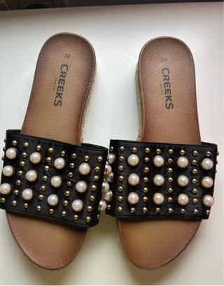 Sandalias Creeks Mujer Talla 36 Perlas Doradas