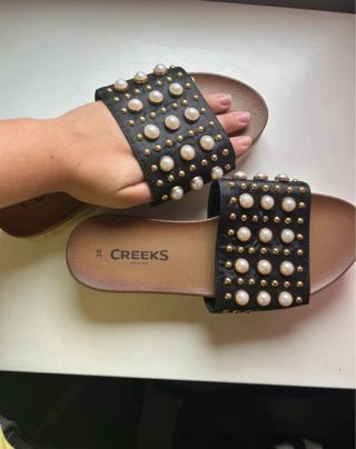 Sandalias Creeks Mujer Talla 36 Perlas Doradas
