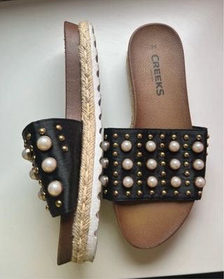 Sandalias Creeks Mujer Talla 36 Perlas Doradas