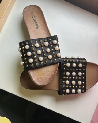 Sandalias Creeks Mujer Talla 36 Perlas Doradas