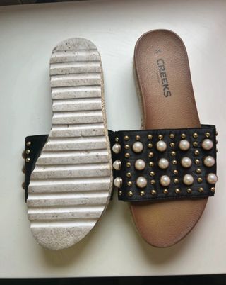 Sandalias Creeks Mujer Talla 36 Perlas Doradas