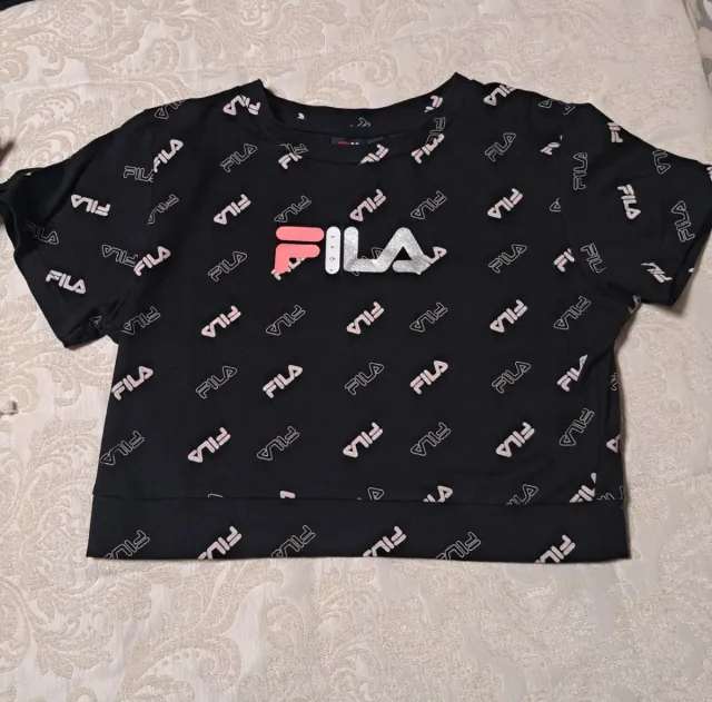 Top deportivo Fila negro y rosa