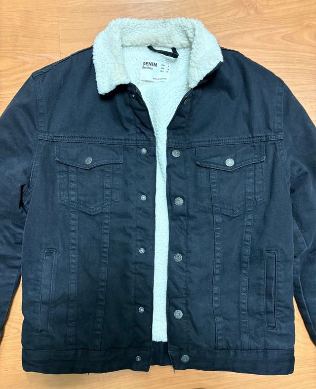 Cazadora vaquera negra forrada hombre