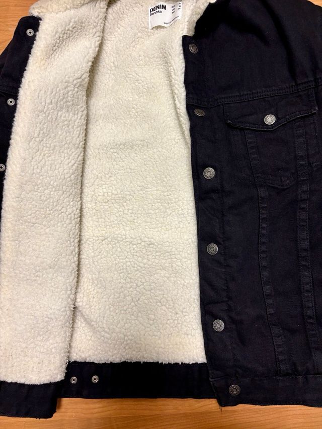 Cazadora vaquera negra forrada hombre