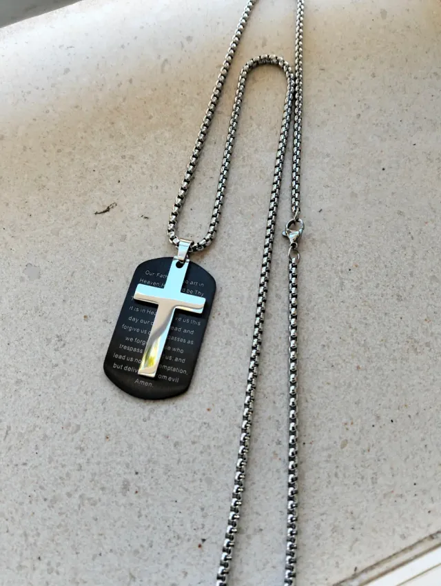 Cadena con chapa cruz Padre Nuestro