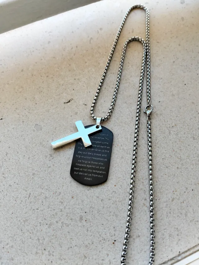 Cadena con chapa cruz Padre Nuestro