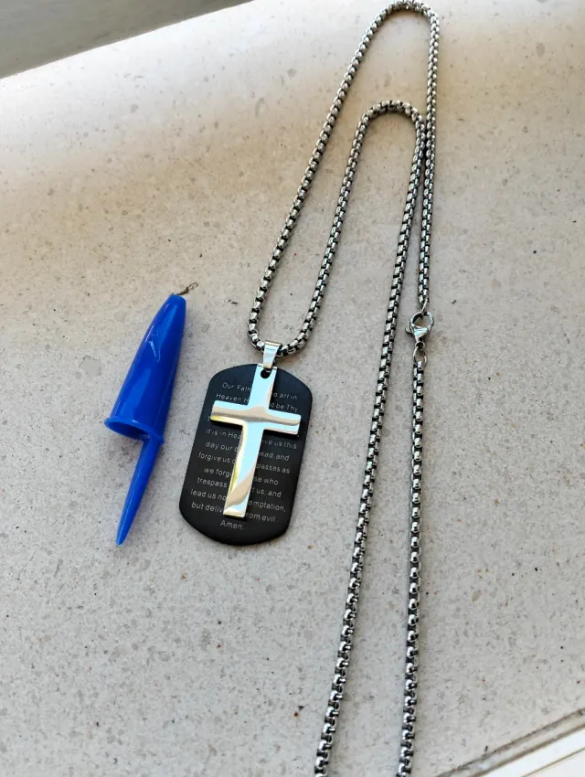 Cadena con chapa cruz Padre Nuestro