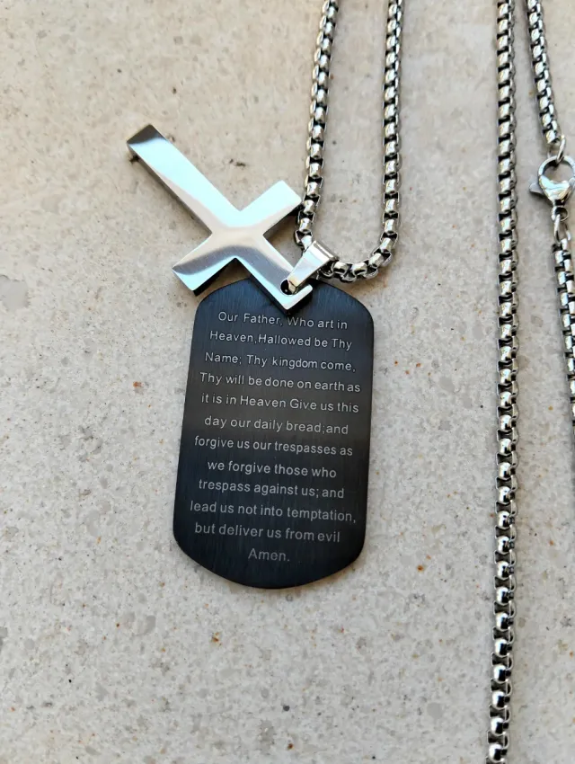 Cadena con chapa cruz Padre Nuestro