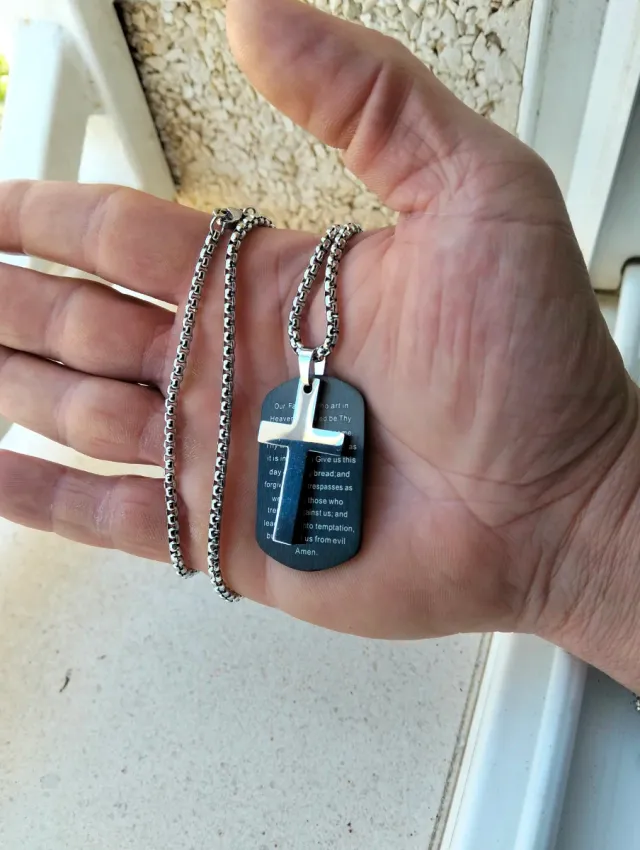 Cadena con chapa cruz Padre Nuestro