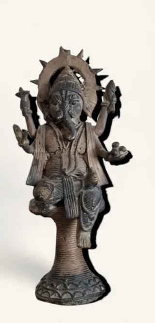 Escultura Ganesha Bronce Macizo Antigua