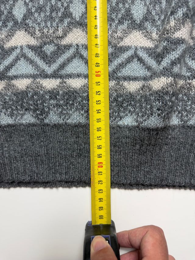 Jersey Vintage Diseño Geométrico Azul y Blanco Tal