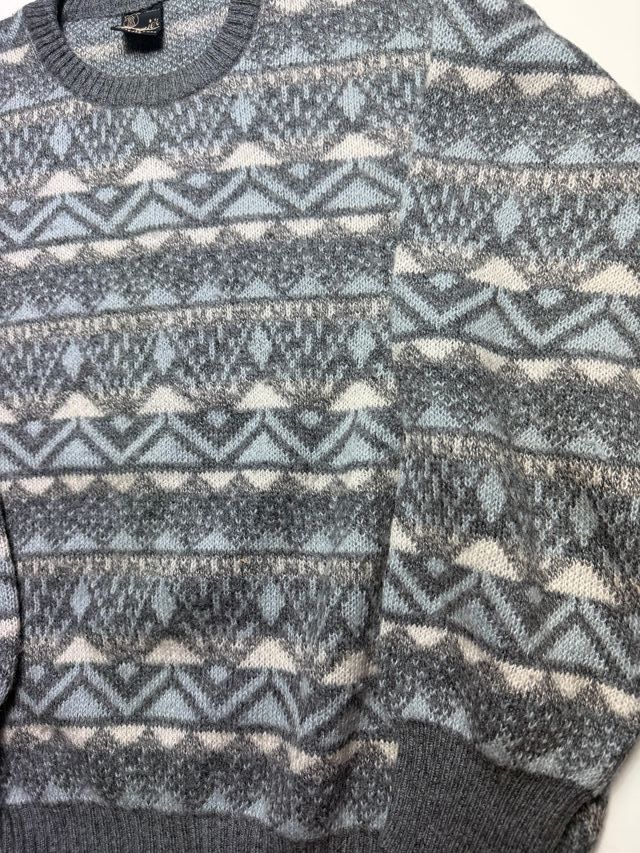 Jersey Vintage Diseño Geométrico Azul y Blanco Tal