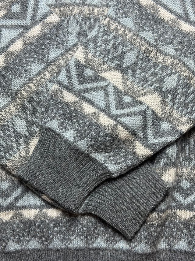 Jersey Vintage Diseño Geométrico Azul y Blanco Tal