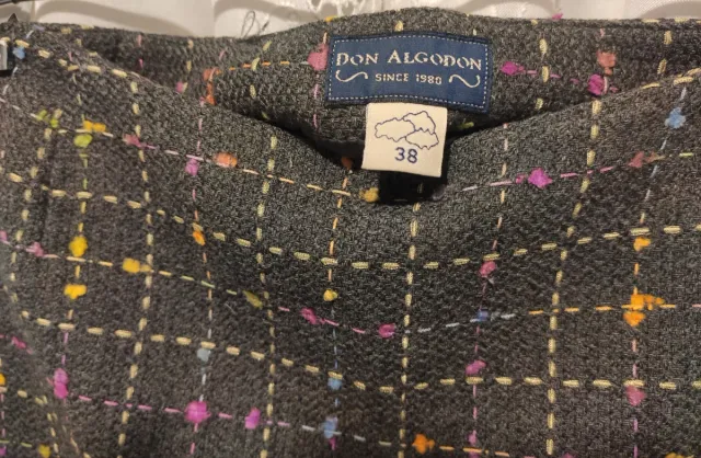 Minifalda gris Don Algodón cuadros multicolor