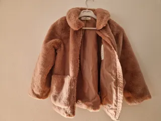 Abrigo pelo H&M rosa niña 8-10 años