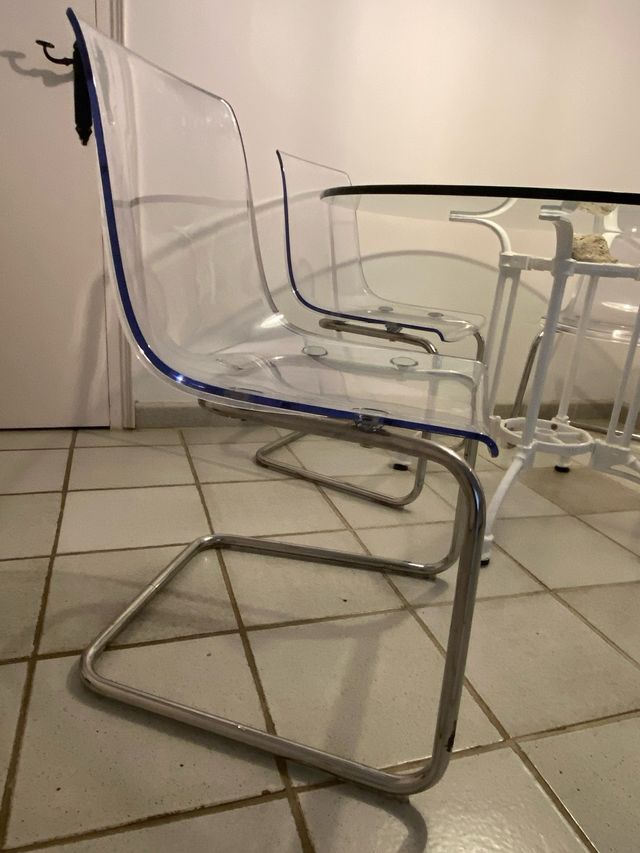 Mesa redonda cristal 125 cm y sillas