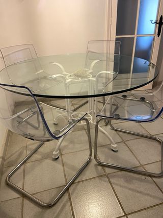 Tavolo rotondo in vetro 125 cm e sedie