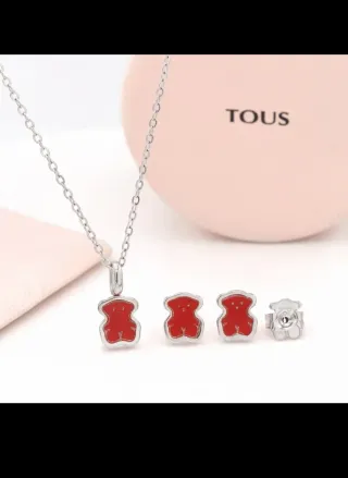 Conjunto Tous Oso Rojo y Plata