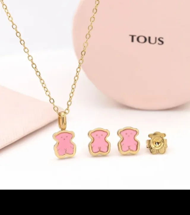 Conjunto Tous Oso Rojo y Plata