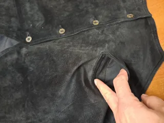 Chaleco Cuero Vintage Hombre Negro