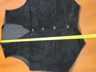 Chaleco Cuero Vintage Hombre Negro