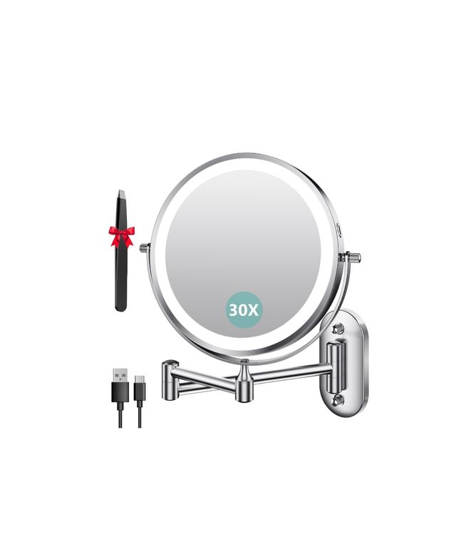 Specchio per trucco da parete con aumento 1X/30X ricaricabile 3200mAh