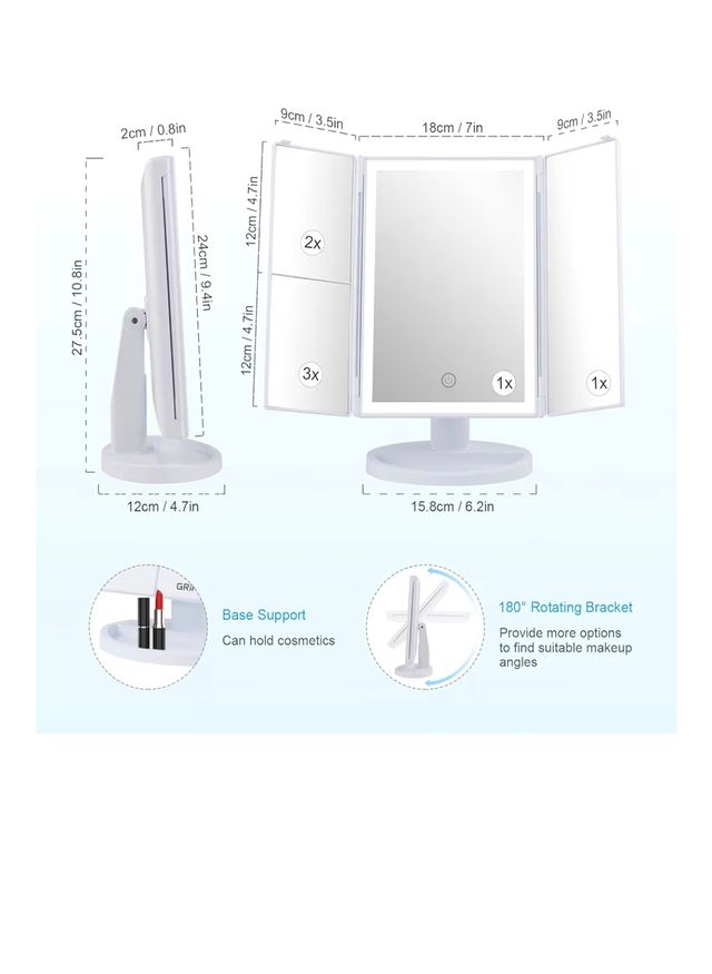 Specchio per trucco con luce, specchio da toeletta LED