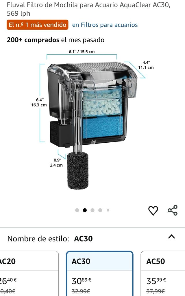 Filtro a zaino Fluval per acquario AC30