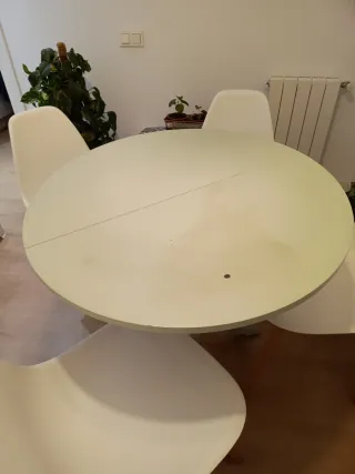 Mesa redonda extensible madera.