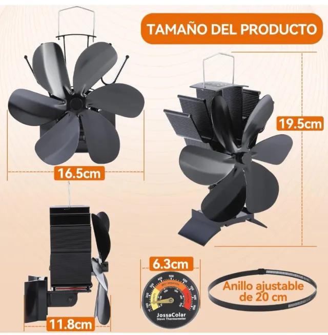 Ventilador Estufa Magnético JossaColar Negro