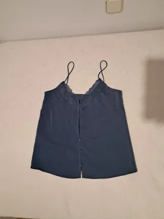 Camiseta tirantes lencería azul