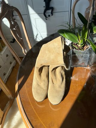 Botín  de piel beige/marrón