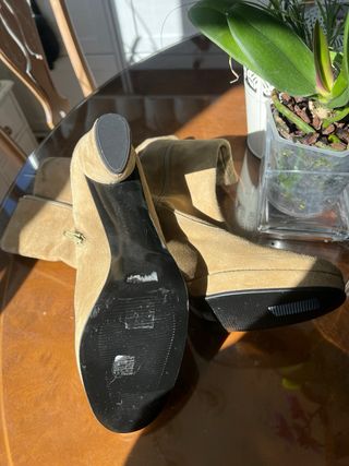 Botín  de piel beige/marrón