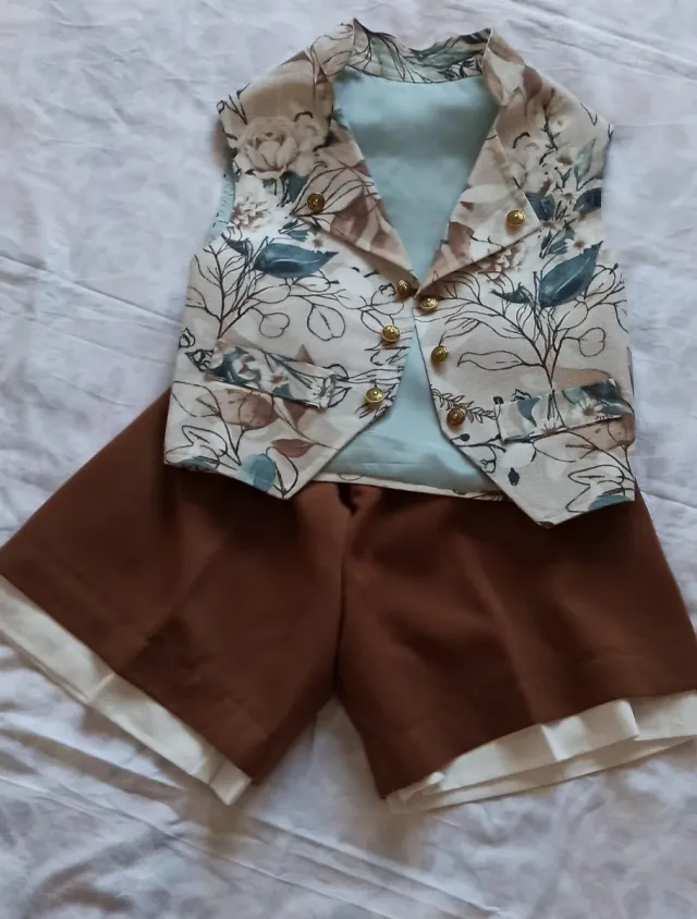 Pantalón fallero niño marrón y beige NUEVO