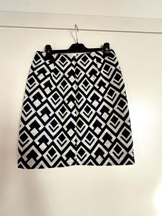 Gonna Yessica Jacquard Geometrica Bianco/Blu Navy