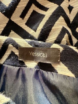 Gonna Yessica Jacquard Geometrica Bianco/Blu Navy