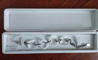 Bracciale Lotus bianco e argento ceramica