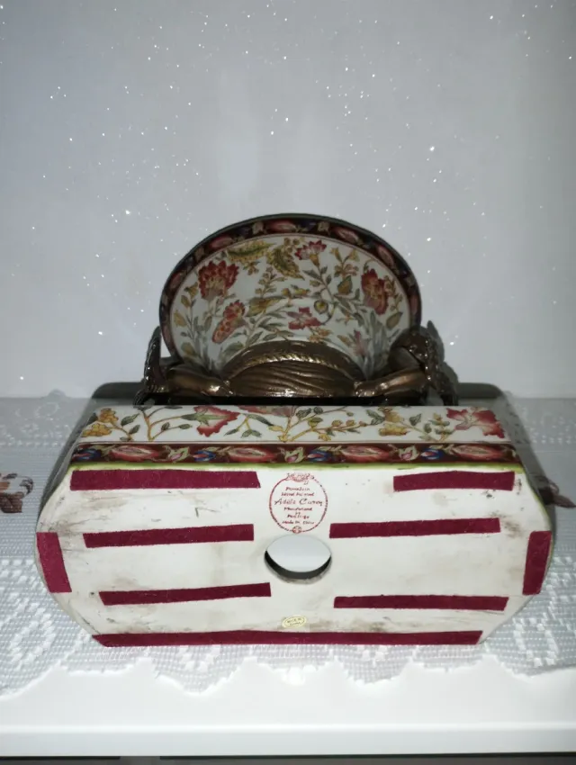 Jarrón Chino Cerámica y Metal