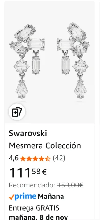 Pendientes Swarovski Plata y Rosa
