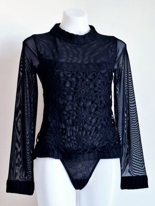 Top Crochet y Tul Negro de Mujer